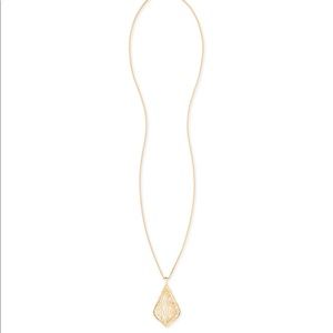 Aiden Long Pendant Necklace in Gold Filigree